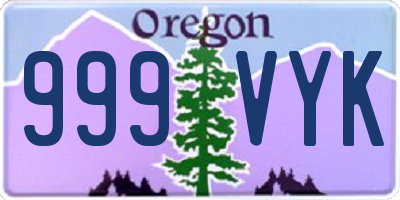 OR license plate 999VYK
