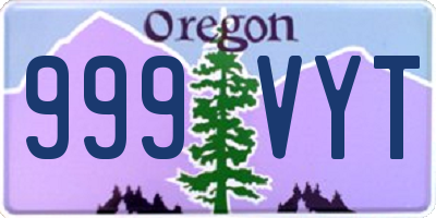 OR license plate 999VYT