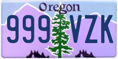 OR license plate 999VZK