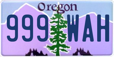 OR license plate 999WAH