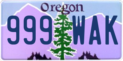 OR license plate 999WAK