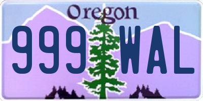 OR license plate 999WAL