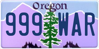 OR license plate 999WAR