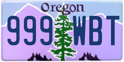 OR license plate 999WBT