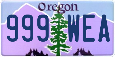 OR license plate 999WEA