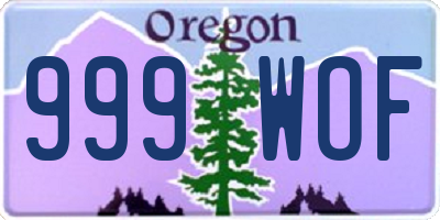 OR license plate 999WOF