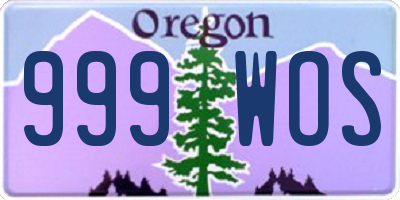 OR license plate 999WOS