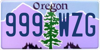 OR license plate 999WZG