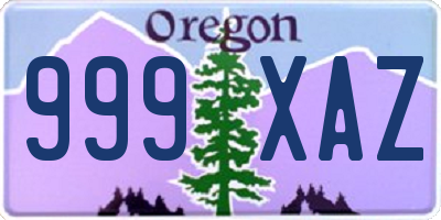OR license plate 999XAZ