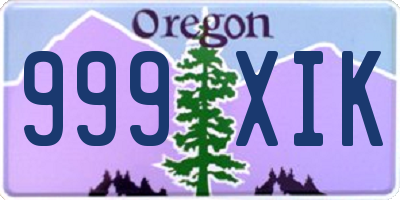 OR license plate 999XIK