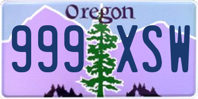 OR license plate 999XSW