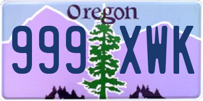 OR license plate 999XWK