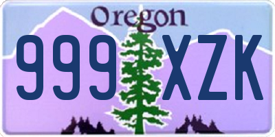 OR license plate 999XZK