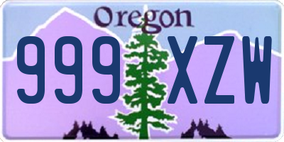 OR license plate 999XZW