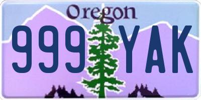 OR license plate 999YAK