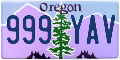 OR license plate 999YAV