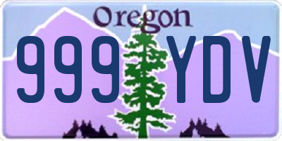 OR license plate 999YDV