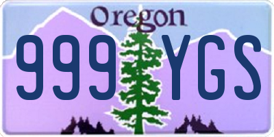 OR license plate 999YGS