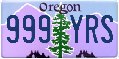 OR license plate 999YRS