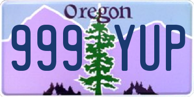 OR license plate 999YUP