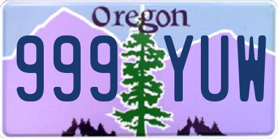 OR license plate 999YUW