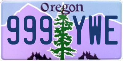 OR license plate 999YWE