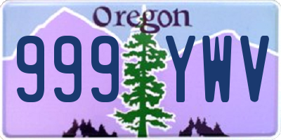 OR license plate 999YWV