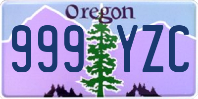 OR license plate 999YZC