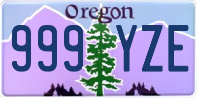 OR license plate 999YZE