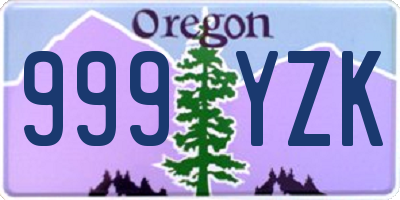 OR license plate 999YZK