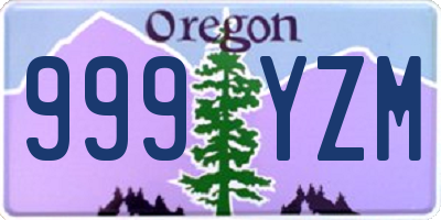 OR license plate 999YZM