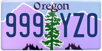 OR license plate 999YZO