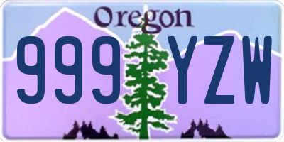 OR license plate 999YZW