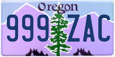 OR license plate 999ZAC
