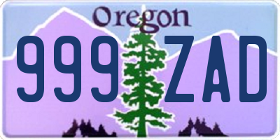 OR license plate 999ZAD