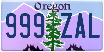 OR license plate 999ZAL