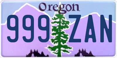 OR license plate 999ZAN