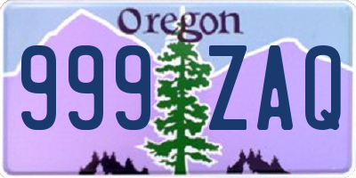 OR license plate 999ZAQ
