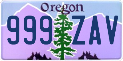 OR license plate 999ZAV