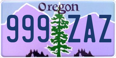 OR license plate 999ZAZ