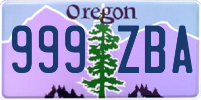 OR license plate 999ZBA