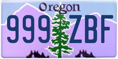 OR license plate 999ZBF