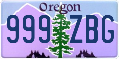 OR license plate 999ZBG