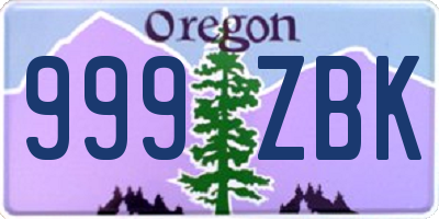 OR license plate 999ZBK