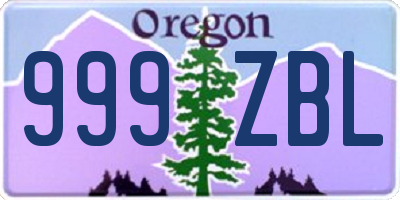 OR license plate 999ZBL