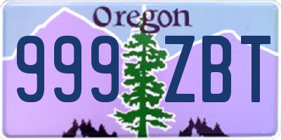 OR license plate 999ZBT