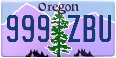 OR license plate 999ZBU