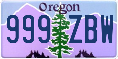 OR license plate 999ZBW