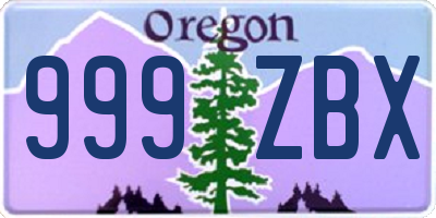 OR license plate 999ZBX