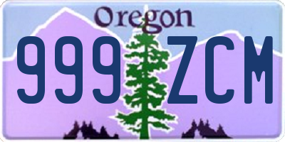 OR license plate 999ZCM